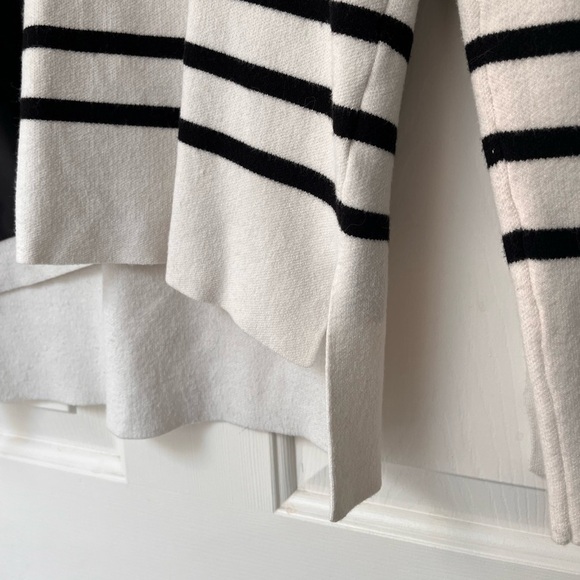 Zara Striped Knit Faux Leather Pocket Pullover Sweater M Black & White - Picture 5 of 13